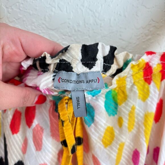 Anthropologie Conditions Apply Mix Print Ruffle Top Size Small - Picture 3 of 4